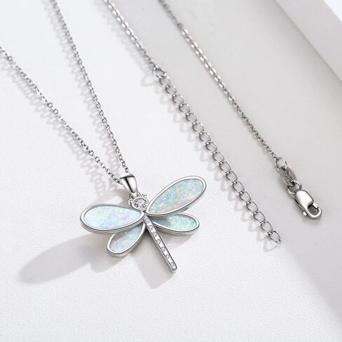 CUOKA MIRACLE Dragonfly Necklaces 925 Sterling Silver Dragonfly Jewelry Pendant Necklaces Opal Abalone Shell Dragonfly Jewelry Dragonfly Gifts for Women Girls Nature Lover in Kuwait
