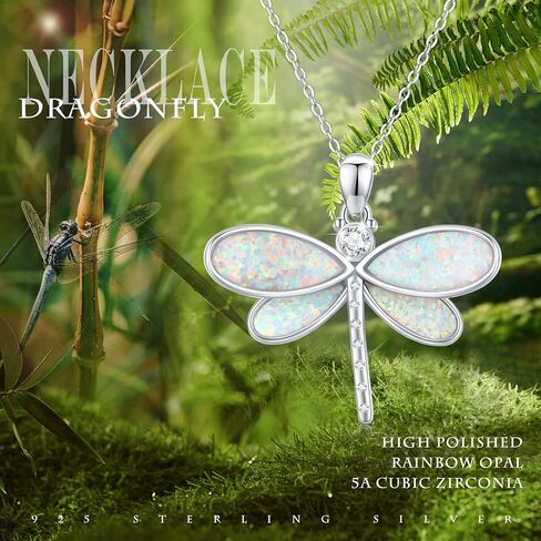 CUOKA MIRACLE Dragonfly Necklaces 925 Sterling Silver Dragonfly Jewelry Pendant Necklaces Opal Abalone Shell Dragonfly Jewelry Dragonfly Gifts for Women Girls Nature Lover in Kuwait