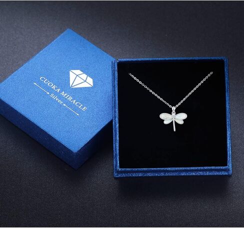 CUOKA MIRACLE Dragonfly Necklaces 925 Sterling Silver Dragonfly Jewelry Pendant Necklaces Opal Abalone Shell Dragonfly Jewelry Dragonfly Gifts for Women Girls Nature Lover in Kuwait