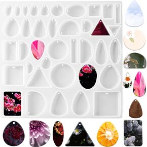 Resin Jewelry Molds Silicone Resin Molds for DIY Jewelry Pendant,Silicone Molds for Epoxy Resin,Silicone Jewelry Mold for DIY Resin Casting Crafts Pendants Gem Keychain Necklace Earring Jewelry Making