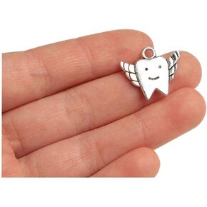 50Pcs Novelty Kids Tibetan Silver Children 's Tooth Fairy Charms 18mm