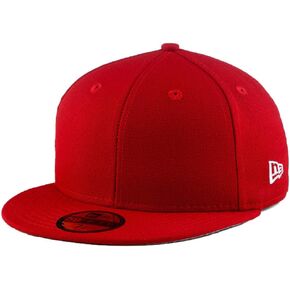 New Era Blank Custom 59FIFTY Fitted Flat Bill Cap, Red 6 7/8