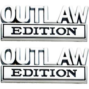 2X Universal Outlaw Edition Emblem 3D Metal Badge Logo for Car/Truck/SUV/Pickup Side Door Fender Rear Liftgate (Chrome Black)