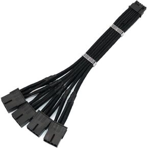 Angitu 600W More Thicker 16AWG Wire 12VHPWR to 4pcs PCI-E 8Pin GPU Graphics PCIE 5.0 Cable RTX4080Ti RTX4090Ti Power Supply Extension Cable (Black)
