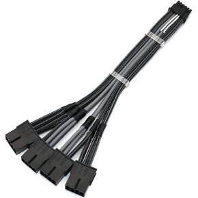 سلك 16AWG أكثر سمكًا 600 واط 12VHPWR إلى 4 قطع PCI-E 8Pin GPU Graphics PCIE 5.0 كابل RTX4080Ti RTX4090Ti كابل تمديد إمداد الطاقة (برتقالي كربوني)