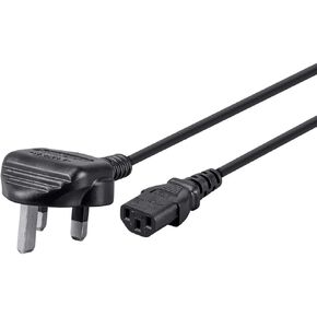 Monoprice 3-Prong Power Cord - 3 Feet - Black, England British Cable, BS 1363 (UK) to IEC 60320 C13, 18AWG, 5A/1250W, 250V for Laptop Computer
