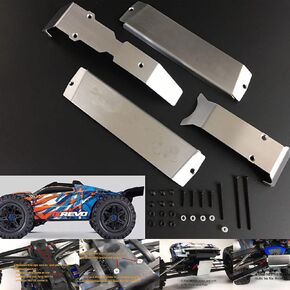 CrazyRacer Stainless Steel Chassis Protector Front Middle Rear Guard Skid Plate for Traxxas 1/10 E-REVO 2.0 VXL