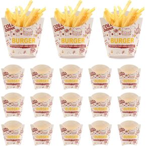 100pcs French Fries Holder Charcuterie Cups, Disposable Paperboard French Fries Containers Cups Snack Bags, French Fry Box for Wedding Birthday Carnival Individual Party Events Takeout