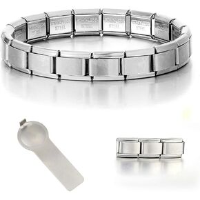 9mm Italian Charm Bracelet Classic Starter 18+3 Links Size 6.5~8.3 in with Connector Tool Stainless Steel for Women Men Son Daughter GIFT Gold丨Silver