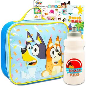 Disney Bluey Lunch Box for Kids - Bluey Lunch Box for Boys Bundle Includes Bluey Insulated Lunch Bag Plus Water Bottle, Stickers, and Door Hanger | Bluey School Supplies