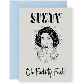 CENTRAL 23 60th Birthday Cards For Women - Vintage Theme - Funny 60th Birthday Card For Mom Aunt Siter Grandma - Age 60 Sixty - Comes With Fun Stickers