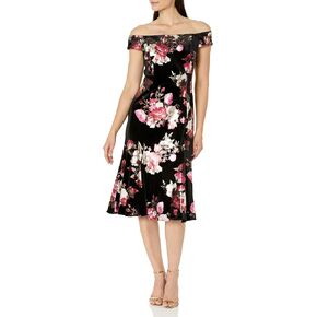 Adrianna Papell Women's Off Shoulder Velvet Dress