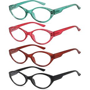Eyekepper 4-pack Oval Reading Glasses for Women Stylish Readers