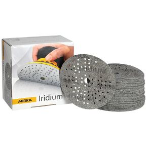 ورق صنفرة فاخر من Mirka Iridium بقطر 5 بوصة، حبيبات 40، 50 قطعة/لصنفرة الطلاء والمعجون والطلاء التمهيدي والخشب والفولاذ والمواد المعدنية والبلاستيك.