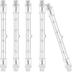 (5 Pack) R7S Halogen 118mm 300W 120V Dimmable Tungsten J118 T3 J Type Halogen Light Bulbs Double Ended Floodlight Bulb for Work, Security, Landscape Lights, Floor Lamps 4000lm Warm White 2700K
