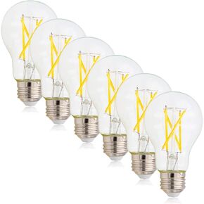 Maxxima Clear A19 LED Filament Light Bulb - 800 Lumens, Dimmable Edison Style, 60 Watt Equivalent, 7 Watt LED, 2700K Soft White, Vintage Style Bulb, Ideal for Home, Restaurant, Bar - 6 Pack