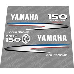 411 Decals Aftermarket Replacement for Yamaha 150 Four Stroke (2002-2006) Gray-White Outboard Decal (Sticker) Set