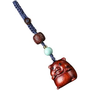 Tofficu Xiaofu Pig Pendant Wooden Keychain Keychains for Car Keys Car Key Chain Pig Keychains Pig Charm Lovely Animal Keyring Wear-resistant Key Chain Retro Key Chain Bag Accessories Mini