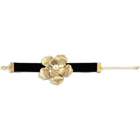 Velvet Denim Rose Floral Bracelets for Women, Y2K Jewelry Gifts for Women (gold flower bracelet)