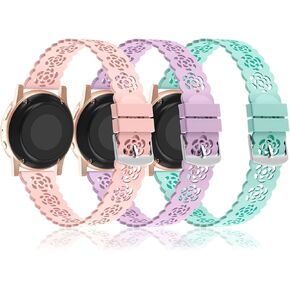 20mm Lace Silicone Watch Bands Compatible with Samsung Galaxy Watch 6/5/4 40mm 44mm, Galaxy Watch 6 Classic 43mm 47mm, Watch 5 Pro 45mm/ Watch 4 Classic 42mm 46mm/ Active 2/ Gear S2 Classic Strap