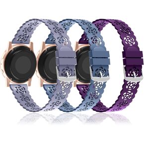 20mm Lace Silicone Watch Bands Compatible with Samsung Galaxy Watch 6/5/4 40mm 44mm, Galaxy Watch 6 Classic 43mm 47mm, Watch 5 Pro 45mm/ Watch 4 Classic 42mm 46mm/ Active 2/ Gear S2 Classic Strap