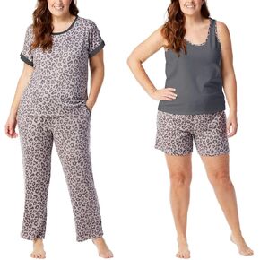 Lucky Brand Ladies' 4-Piece Pajama Set (as1, alpha, x_l, regular, regular, Leopard)