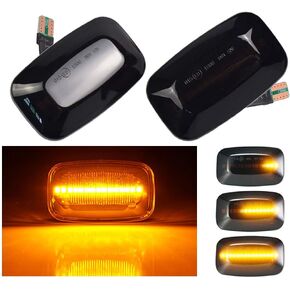 2Pcs Dynamic LED Side Marker fender Lights Flowing Turn Signal Light Side Repeater For Toyota Landcruiser 70 80 100 Series (Black)