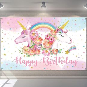 Rainbow Unicorn Backdrop for Girls Unicorn Party Decorations Cute Rainbow Banner for Children's Birthday Party Background Decorations