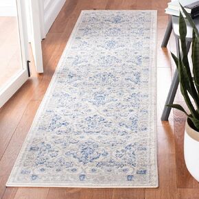 SAFAVIEH Brentwood Collection 3' x 5' Ivory/Blue BNT870A Oriental Damask Trellis Non-Shedding Living Room Bedroom Accent Rug