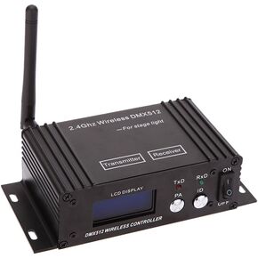 Lixada DMX 512 وحدة تحكم 2.4G جهاز إرسال لاسلكي وشاشة LCD قوة قابلة للتعديل مكرر الإضاءة وحدة تحكم باهتة لإضاءة حفلات الديسكو DJ