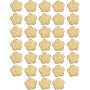 MSCFTFB 33 Pieces Small Garden Flower Iron on Patches Embroidered Patches Floral Turnera Sew on Appliques Clothing Jackets Backpack Shoes Repairing Decorations Apparel Embellishments (Antique White)