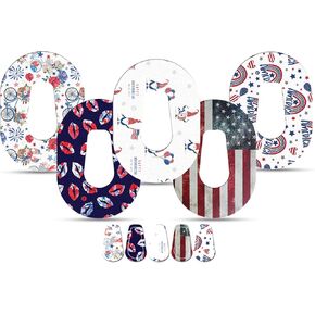 4th July - dexcom g6 Adhesive Patches, Watertight,Dexcom G6 Transmitter Stickers, Peel Resistant, Hypoallergenic, cgm Sensor Stickers Independence Day Pack of 5 (G6 Mini)