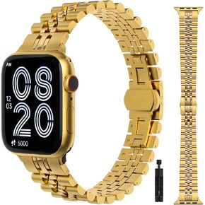 Compatible with Apple Watch Band 38mm 40mm 41mm 42mm 44mm 45mm 49mm for women, Thin Metal Stainless Steel Replacement Watchband Strap for iWatch SE Ultra Series 9 8 7 6 5 4 3 2 1