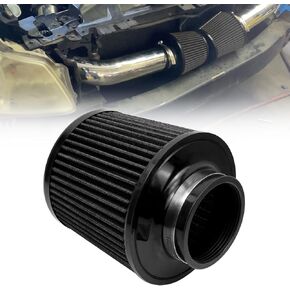 RYANSTAR 152mm 6" High Flow Round Tapered Cone Closed-Top Washable Clamp-On Dry Air Filter Short 155mm Tall Black