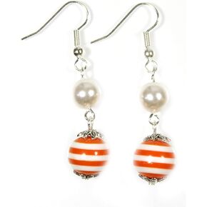 "Sailor", Nautical Striped Double Dangle Earrings with Preciosa Glass Pearl