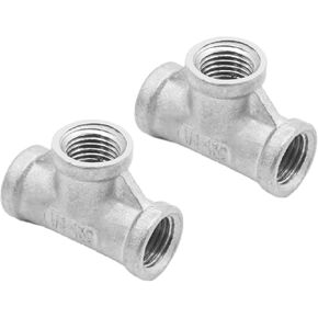 2 Pcs Stainless Steel 3 Way Pipe Fittings,1/4" x 1/4" x 1/4" 304 NPT Female Threaded Fittings Fit for Air Piping,Gas piping&Drainage systems