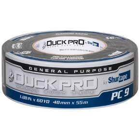 Shurtape Duck Pro Contractor Grade، شريط قماشي ملون لترميز الألوان الصناعية، والختم، والخياطة والربط، 48 مم × 60 ياردة، 9.0 مل، أسود، 1 لفة (105462)