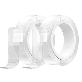 M&G 80Pcs Double Sided Mounting Tape Nano Transparent Self-Adhesive Strips Include Square and Rectangle, Multifunctional Removable Mounting Tapes for Wall Glass Wood Metal Plastic