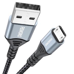 كابل FEMORO Micro USB بطول 6 أقدام، كابل USB من النوع A إلى Micro USB 2.0 لنقل البيانات والشحن سلك Android مضفر بقوة 12 وات متوافق مع MicroUSB Kindle للهواتف الذكية اللوحية ومكبر صوت بلوتوث MP3 in Kuwait