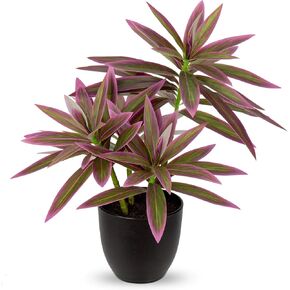 Faux Plants 16.1" Dracaena Artificial Plant Realistic Fake Plants in Pot Small Indoor Plants Fake Potted Plants Artificial Decor for Home Living Room Bathroom Office House Table Desk Shelf, Green