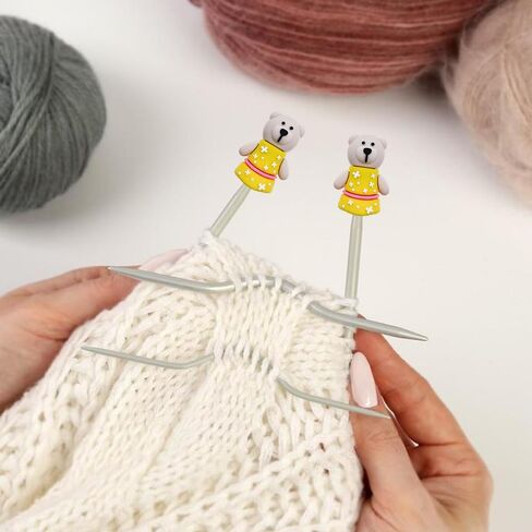 12 PCS Knitting Needle Stoppers, Cute Bear Dog Knitting Needle Point Protectors for Beginners Knitting Needles DIY Supplies Accessories in Saudi Arabia
