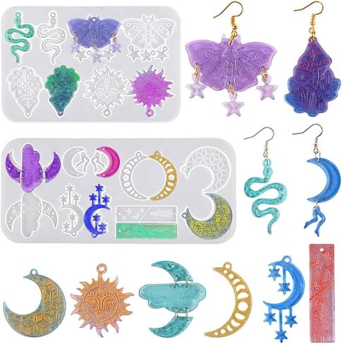 2 قطعة من قوالب القرط الراتنج من iSuperb، قوالب سيليكون للمجوهرات، قوالب إيبوكسي بيدانت، قوالب صب ذاتية الصنع للنساء (قطعتان من قوالب القرط) in Kuwait