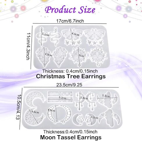 2 قطعة من قوالب القرط الراتنج من iSuperb، قوالب سيليكون للمجوهرات، قوالب إيبوكسي بيدانت، قوالب صب ذاتية الصنع للنساء (قطعتان من قوالب القرط) in Kuwait