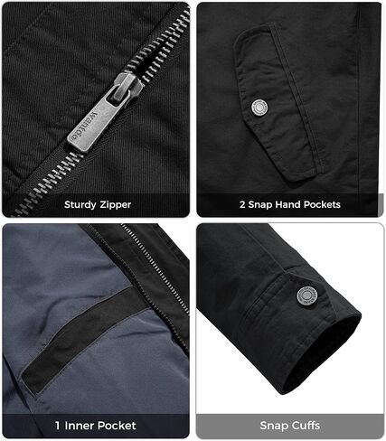 Wantdo Men's Cotton Lightweight Jacket Casual Military Bomber Jacket with Removable Hood in Saudi Arabia