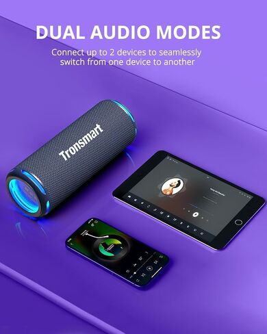 Tronsmart T7 Lite 24W Ultra Portable Bluetooth Speaker, Punchy Bass, 3 Lighting Modes, 24H Playtime, IPX7 Waterproof, Wireless Stereo Pairing, Bluetooth 5.3, for Home Outdoor Travel (Deep Blue) in Saudi Arabia