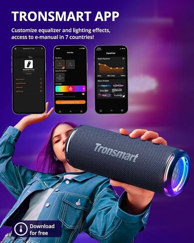Tronsmart T7 Lite 24W Ultra Portable Bluetooth Speaker, Punchy Bass, 3 Lighting Modes, 24H Playtime, IPX7 Waterproof, Wireless Stereo Pairing, Bluetooth 5.3, for Home Outdoor Travel (Deep Blue) in Saudi Arabia