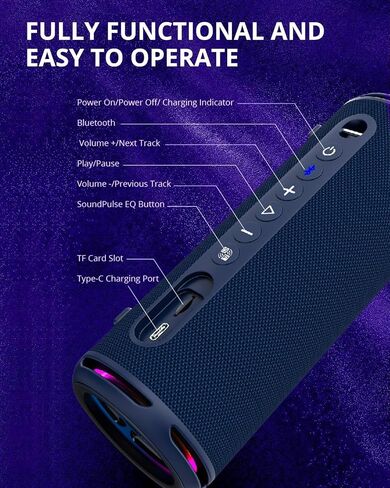 Tronsmart T7 Lite 24W Ultra Portable Bluetooth Speaker, Punchy Bass, 3 Lighting Modes, 24H Playtime, IPX7 Waterproof, Wireless Stereo Pairing, Bluetooth 5.3, for Home Outdoor Travel (Deep Blue) in Saudi Arabia