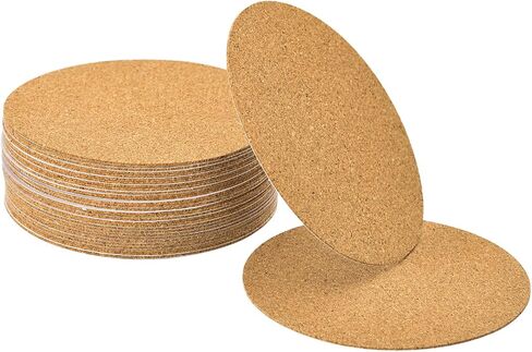 uxcell 30 Pcs Self-Adhesive Cork Round, 2mm Thick 3.5" Diameter Cork Tiles Backing Sheets Cork Coasters for DIY Crafts, Brown in Saudi Arabia