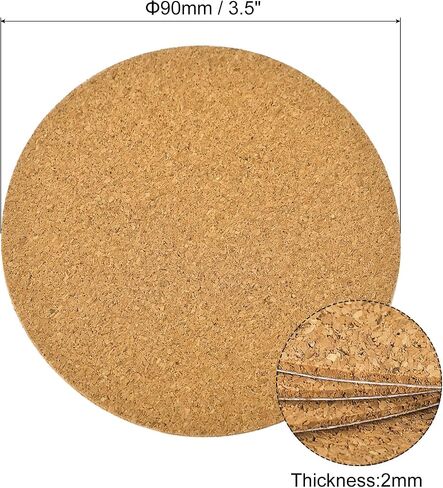 uxcell 30 Pcs Self-Adhesive Cork Round, 2mm Thick 3.5" Diameter Cork Tiles Backing Sheets Cork Coasters for DIY Crafts, Brown in Saudi Arabia