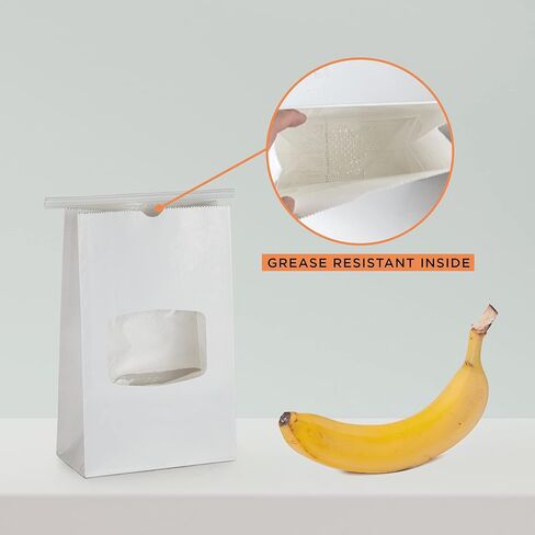 Fit Meal Prep 75 Pack Bakery Bags with Window, 7.75 x 4.75 x 2.5" White Paper Bakery Bags with Tin Tie Lock Closure for Cookie, 1/2 lb (8 oz) Premium White Paper Bags for Bakery Shopping Packaging in Saudi Arabia